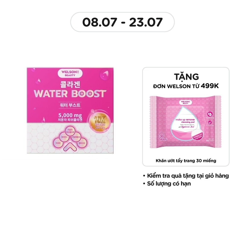 Thực Phẩm Bổ Sung Nước Uống Collagen Welson Beauty Collagen Water Boost Hộp 6 chai x 50ml