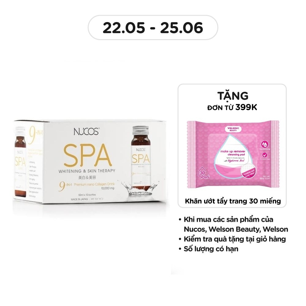 Thực Phẩm Bảo Vệ Sức Khỏe Nucos Spa 10,000mg Whitening & Skin Therapy 50ml x 10 Chai