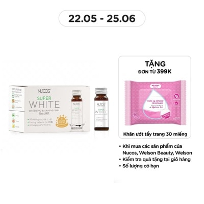 NUCOS Thực Phẩm Bảo Vệ Sức Khỏe Nucos Super White Whitening & Shining Skin 50ml x 10 Chai