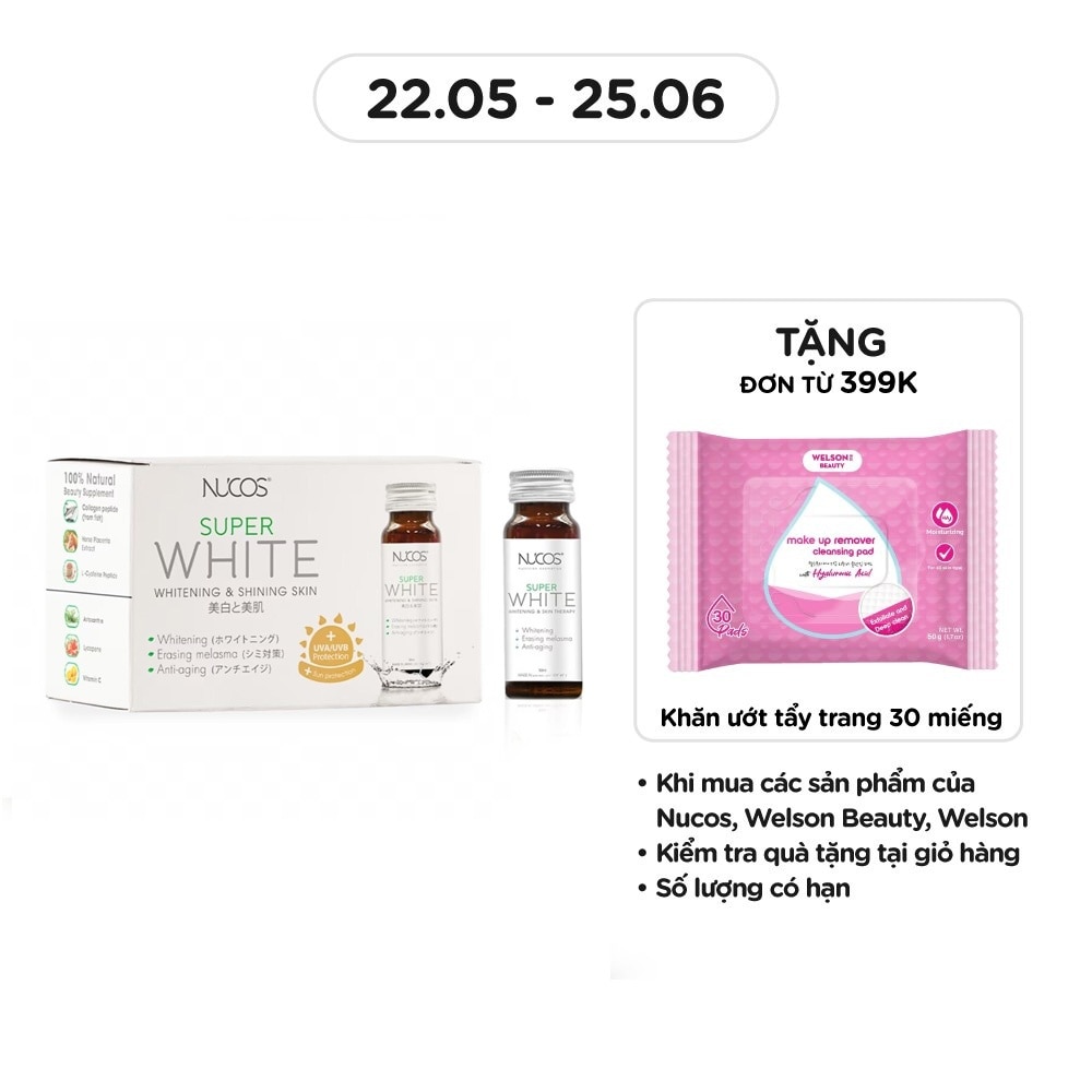 Thực Phẩm Bảo Vệ Sức Khỏe Nucos Super White Whitening & Shining Skin 50ml x 10 Chai