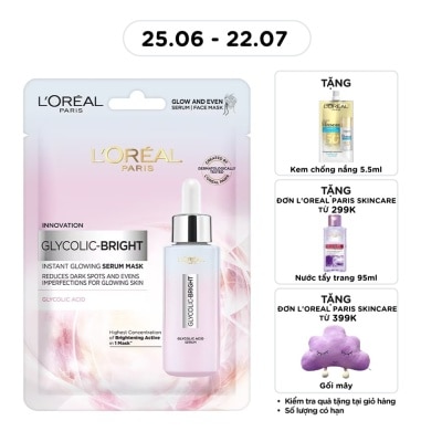 L'OREAL PARIS - Mặt Nạ L'oreal Glycolic Bright Dưỡng Chất Sáng Da Instant Glowing Serum Mask 22g