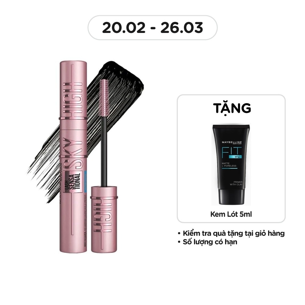 MAYBELLINE NEW YORK Mascara Maybelline Lash Sensational Sky High Mi Dài, Cong, Dày Hoàn Hảo 6ml .# 802 Very Black