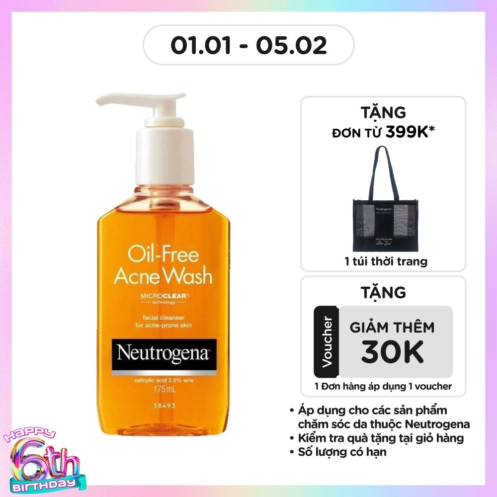 Sữa Rửa Mặt Neutrogena Cho Da Mụn Oil-Free Acne 175ml