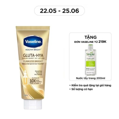 VASELINE Serum Dưỡng Thể Vaseline Healthy Bright Gluta Hya Burst UV Lotion Flawless Bright 330ml