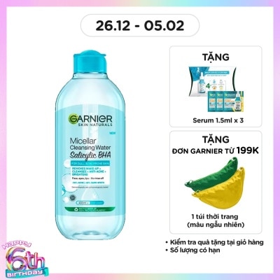 GARNIER Nước Tẩy Trang Garnier Micellar Cleansing Water Salicylic BHA 400ml