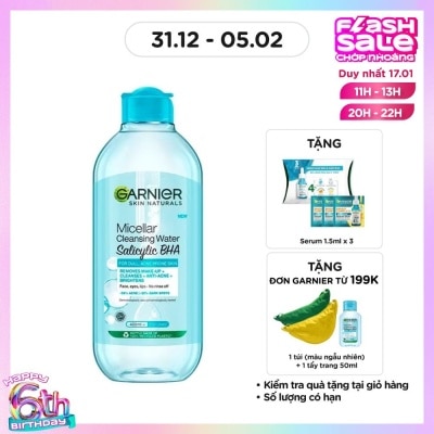 GARNIER Nước Tẩy Trang Garnier Micellar Cleansing Water Salicylic BHA 400ml