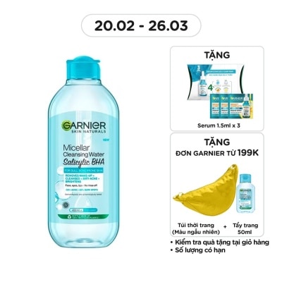 GARNIER Nước Tẩy Trang Garnier Micellar Cleansing Water Salicylic BHA 400ml