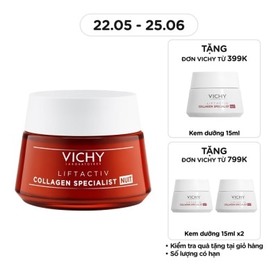 VICHY Kem Dưỡng Ban Đêm Vichy Sáng Da, Mờ Thâm Nám Liftactiv Collagen Specialist Night 50ml