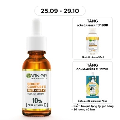 GARNIER Dưỡng Chất Sáng Da Ban Đêm Garnier Skin Natural Bright Complete Overnight Booster Serum 30ml