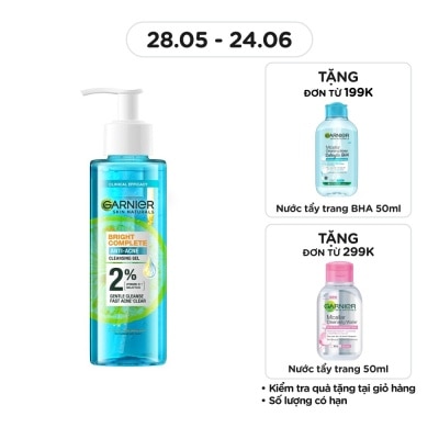 GARNIER - Gel Rửa Mặt Garnier Skin Naturals Bright Complete Anti-Acne Cleansing Gel 120ml