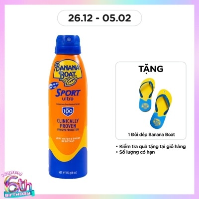 BANANA BOAT Xịt Chống Nắng Banana Boat Sport Ultra Sunscreen Continuous Spray SPF100 PA+++ 170g