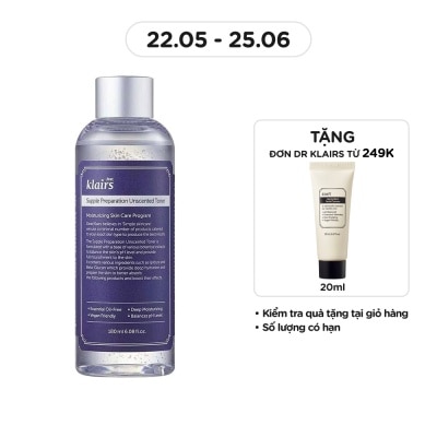 DEAR KLAIRS Nước Hoa Hồng Không Mùi Dear Klairs Dưỡng Ẩm Da Và Làm Mềm Da Supple Preparation Unscented 180ml