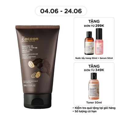 COCOON - Tẩy Tế Bào Cocoon Dak Lak Coffee Làm Sạch Mềm Mại Da Mặt Với Hạt Cà Phê Và Bơ Ca Cao 150ml