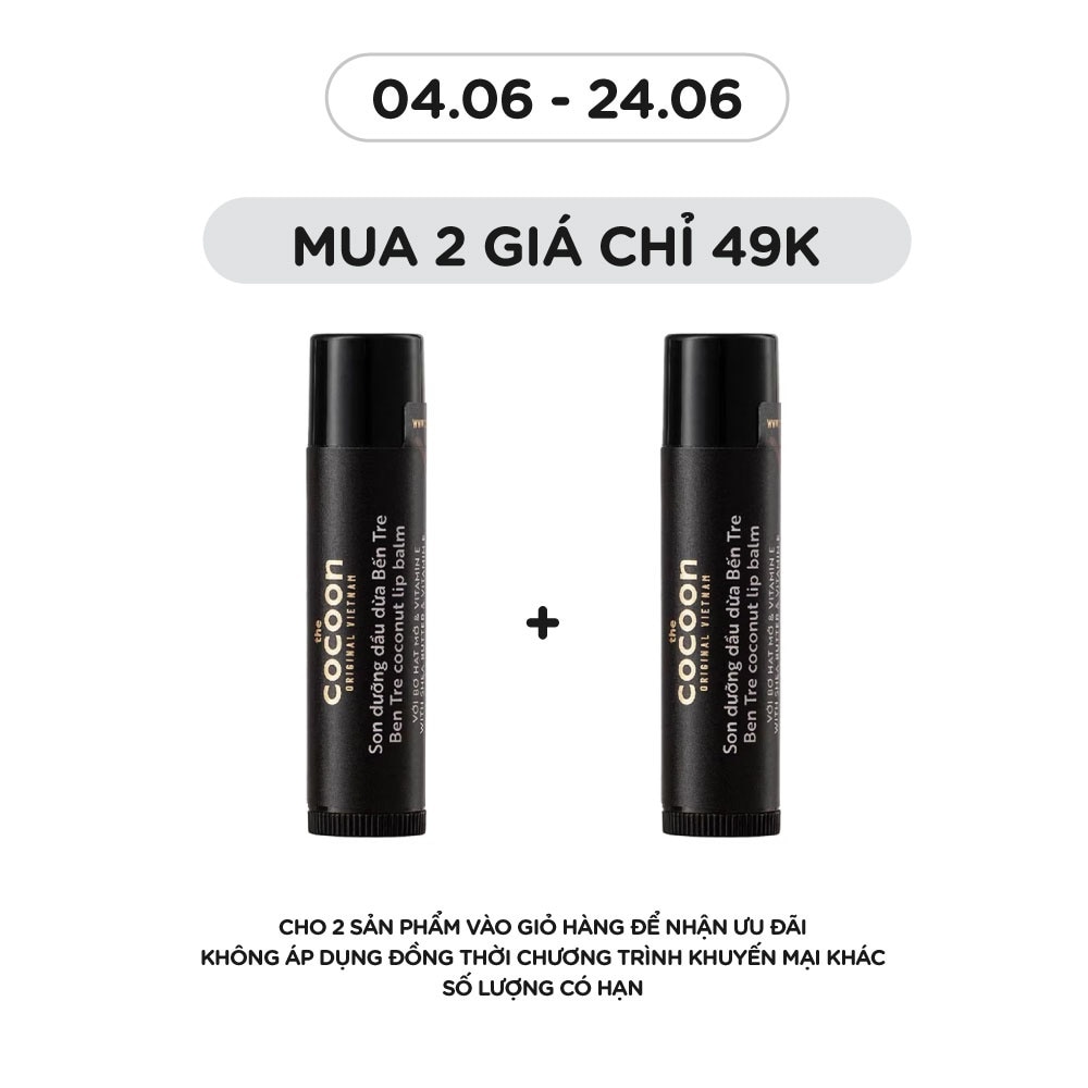 Son Dưỡng Dầu Dừa Cocoon Ben Tre Coconut Lip Balm With Shea Butter & Vitamin E 5g