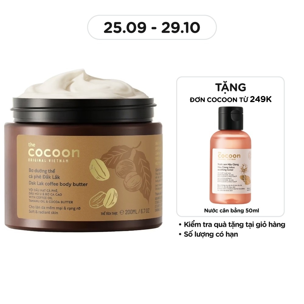 Bơ Dưỡng Thể Cocoon Dak Lak Coffee Body Butter Từ Cà Phê Đắk Lắk 200ml