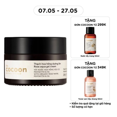 COCOON - Thạch Hoa Hồng Cocoon Rose Aqua Gel Cream Hydrate & Nourish Skin Cấp Ẩm Dưỡng Da 100% Thuần Chay30ml