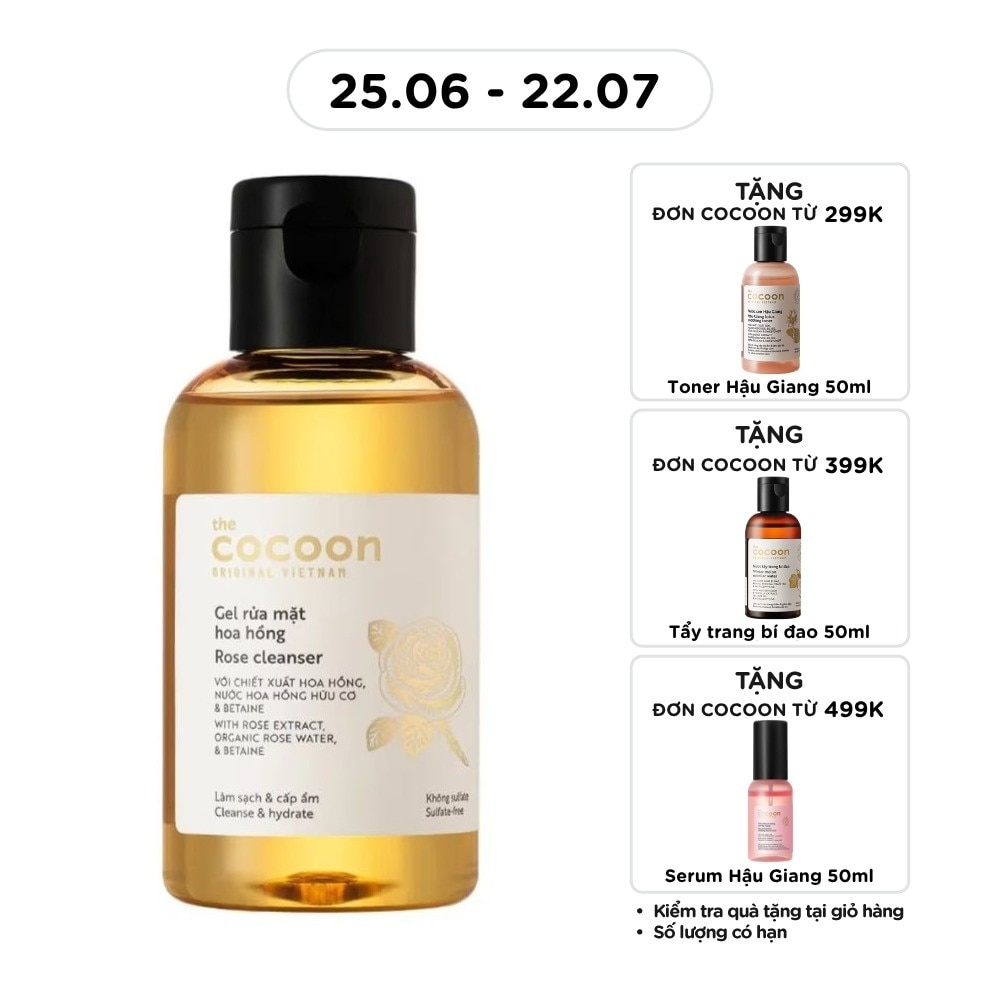 Gel Rửa Mặt Cocoon Rose Cleanser Hoa Hồng 140ml