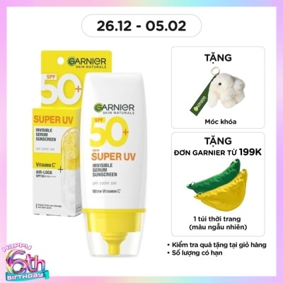 GARNIER Dưỡng Chất Chống Nắng Garnier Skin Naturals Super UV Invisible Serum Sunscreen 30ml