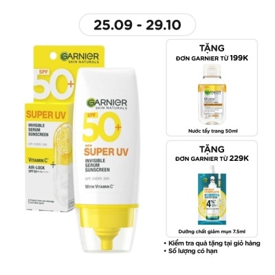 GARNIER Dưỡng Chất Chống Nắng Garnier Skin Naturals Super UV Invisible Serum Sunscreen 30ml