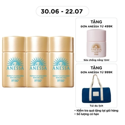 ANESSA - Combo Anessa Sữa Chống Nắng Dưỡng Da Kiềm Dầu Bảo Vệ Hoàn Hảo SPF50+ PA++++ 20ml x3