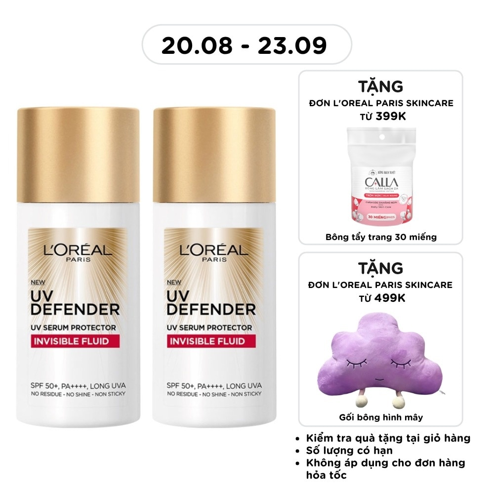 Combo L'oreal Paris Dưỡng Chất Chống Nắng UV Defender Serum Protector Invisible Fluid 50ml x2 image