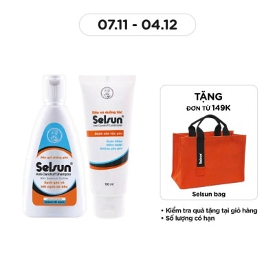 SELSUN Combo Selsun (Dầu Gội Dành Cho Tóc Gàu 100ml & Dầu Xả Dành Cho Tóc Gàu 100ml )