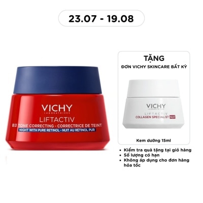 VICHY - Kem Dưỡng Đêm Vichy Liftactiv B3 Tone Correcting Cream Night With Pure Retinol Giúp Mờ Thâm Nám Sáng Da 50ml image