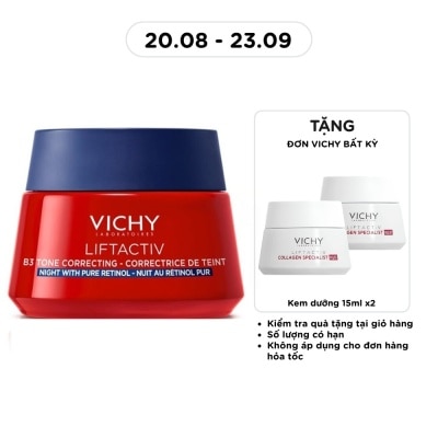 VICHY - Kem Dưỡng Đêm Vichy Liftactiv B3 Tone Correcting Cream Night With Pure Retinol Giúp Mờ Thâm Nám Sáng Da 50ml image