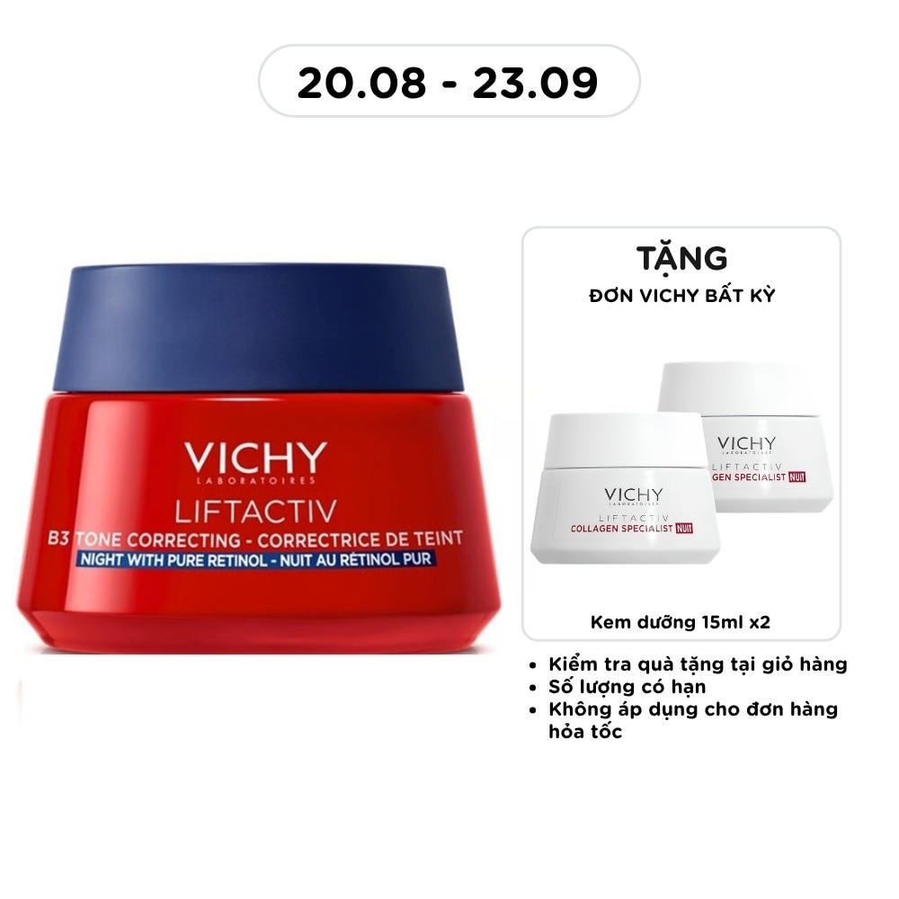 Kem Dưỡng Đêm Vichy Liftactiv B3 Tone Correcting Cream Night With Pure Retinol Giúp Mờ Thâm Nám Sáng Da 50ml image