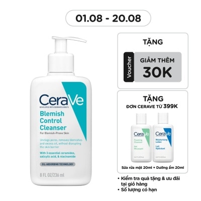 CERAVE Sữa Rửa Mặt Cerave Cho Da Dầu Mụn Blemish Control Cleanser 236ml