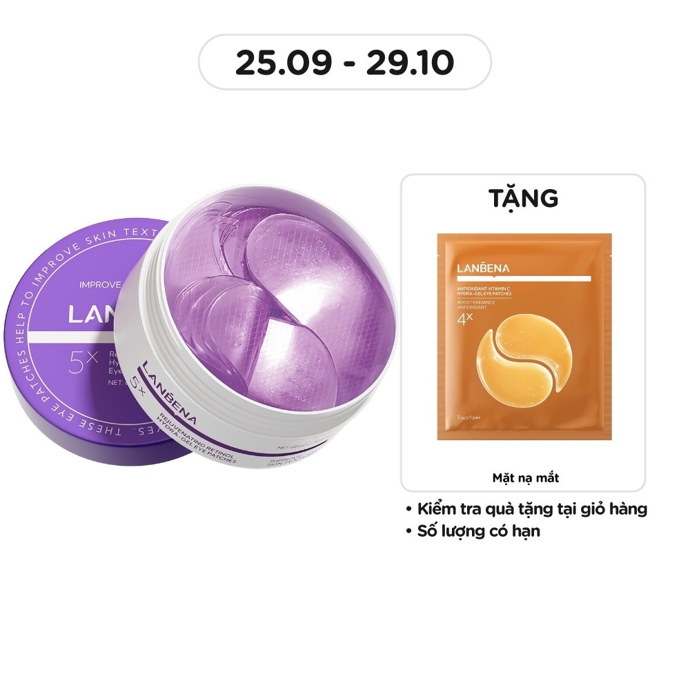 Mặt Nạ Mắt Lanbena Làm Mờ Nếp Nhăn Rejuvenating Retinol Hydra-Gel Eye Patches 60Pcs
