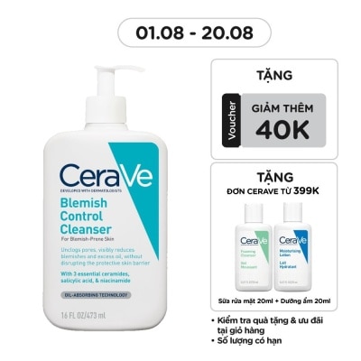CERAVE Sữa Rửa Mặt Cerave Cho Da Dầu Mụn Blemish Control Cleanser 473ml