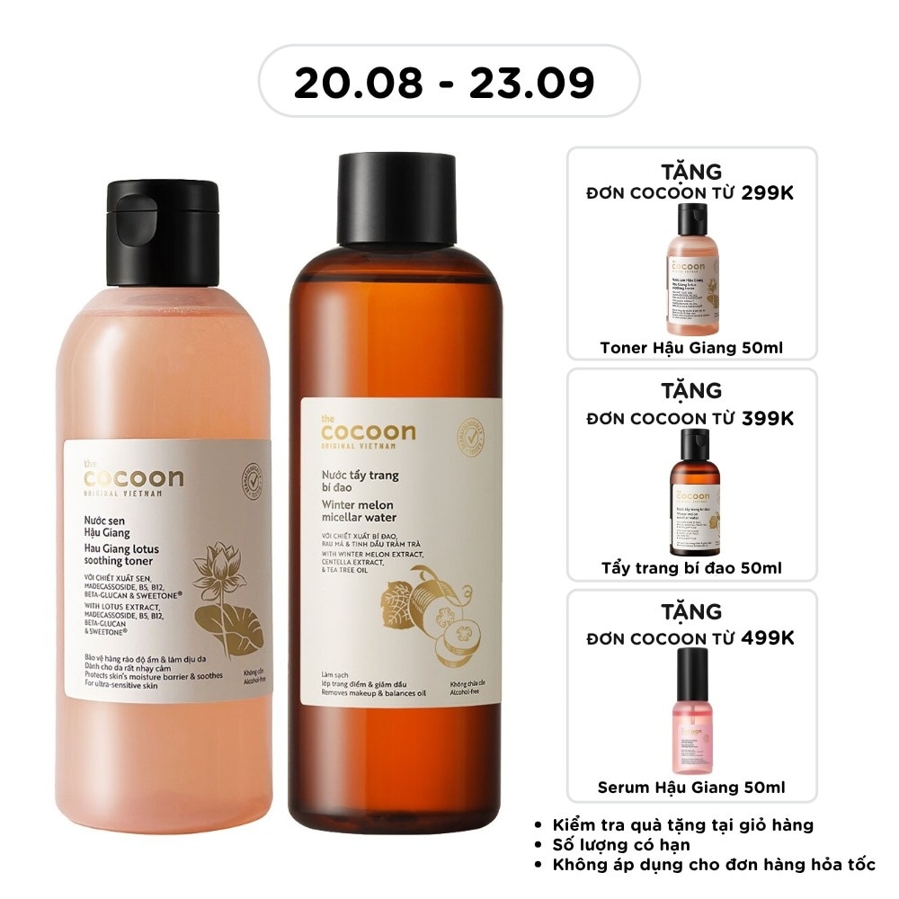Combo Cocoon (Nước Cân Bằng Sen Hậu Giang 310ml + Nước Tẩy Trang Bí Đao 500ml) image