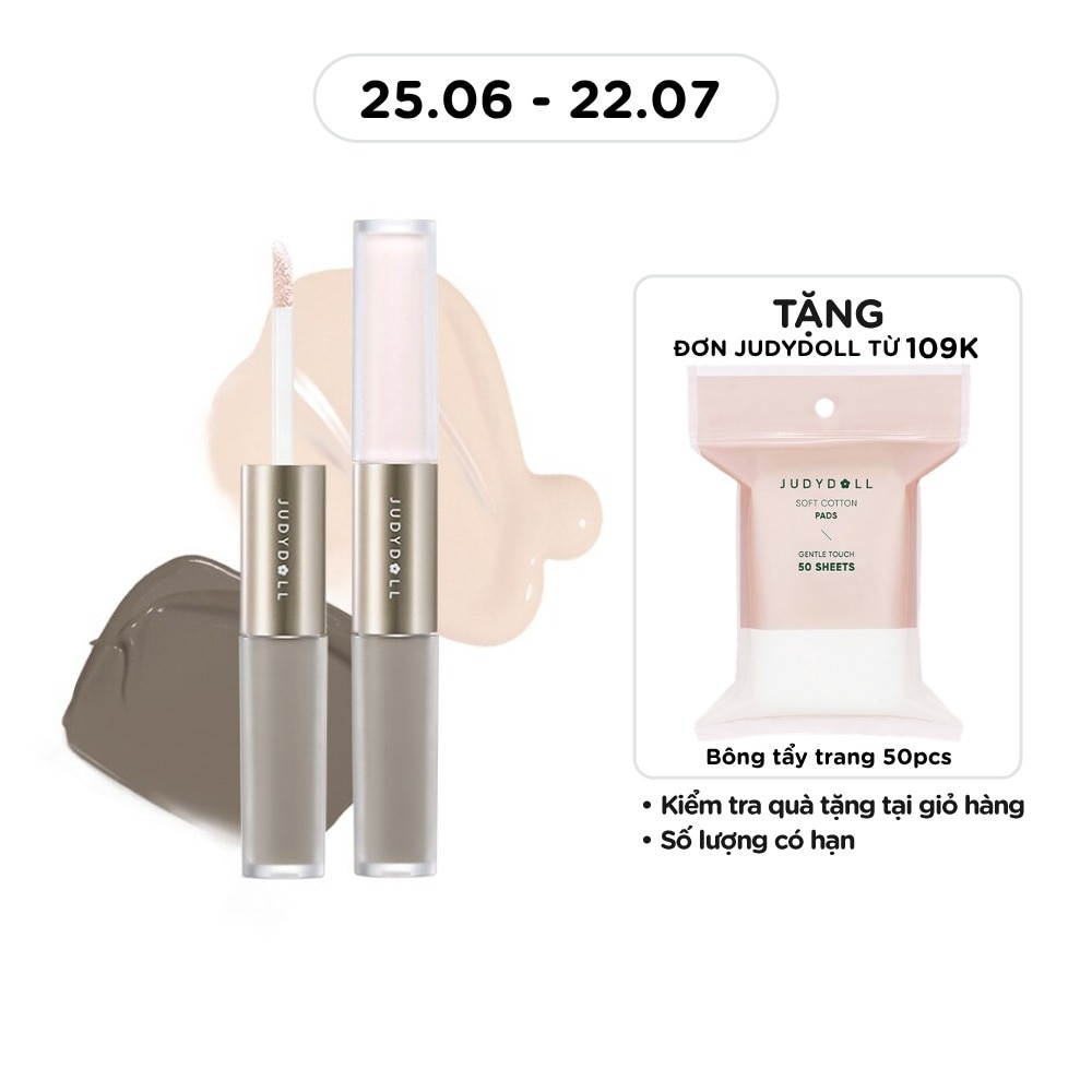 Kem Tạo Khối & Bắt Sáng 2 Đầu Judydoll Liquid Highlighter & Contour Duo 4.8g .#01 Tông Lạnh
