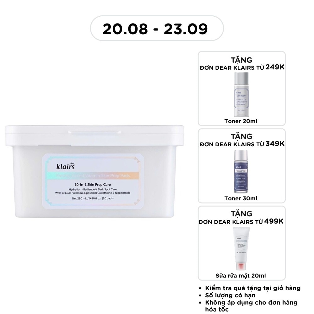 Mặt Nạ Dưỡng Da Dear, Klairs Freshly Juiced Vitamin Skin Prep Pads 290ml/60pcs image