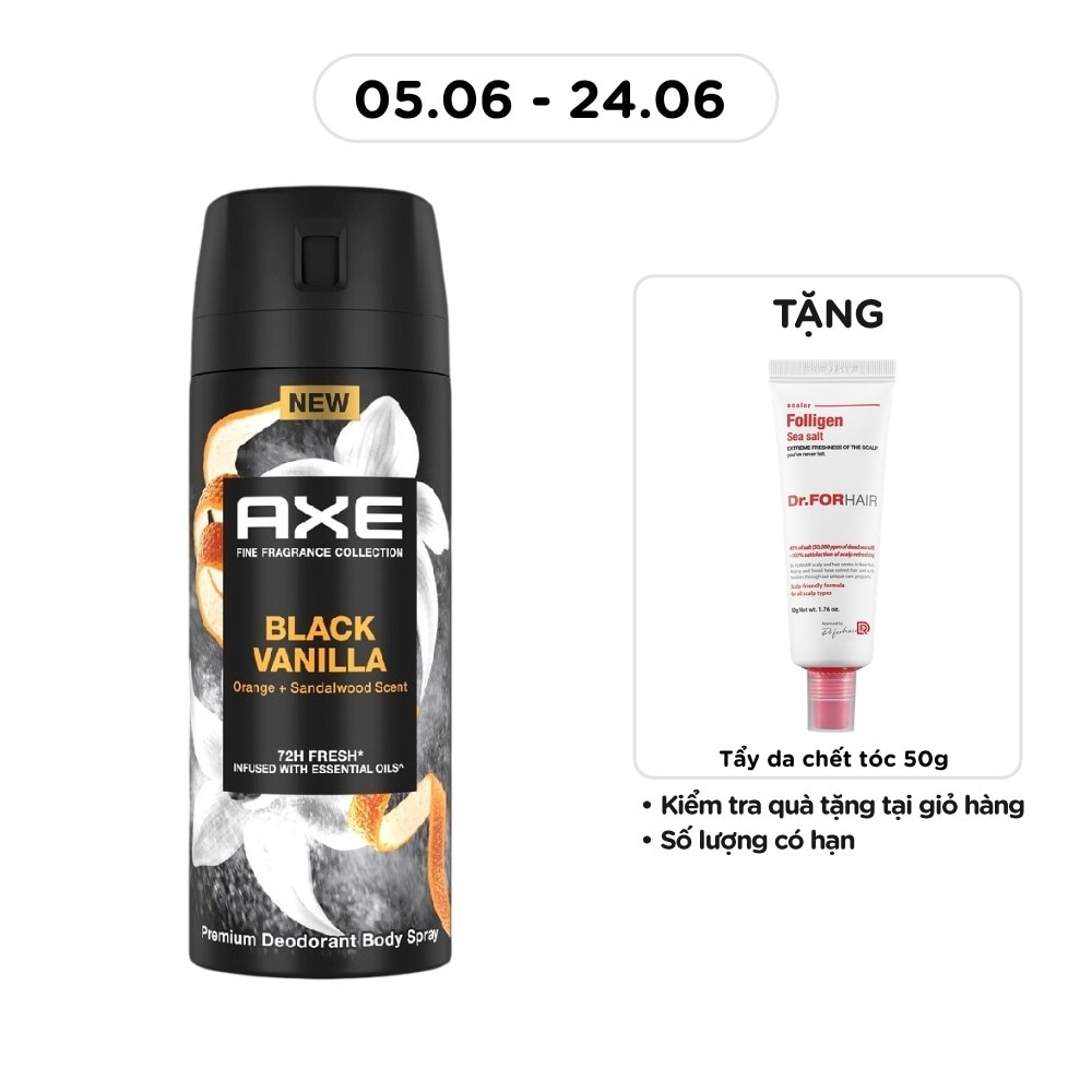 Xịt Ngăn Mùi Axe Hương Nước Hoa Black Vanilla 135ml