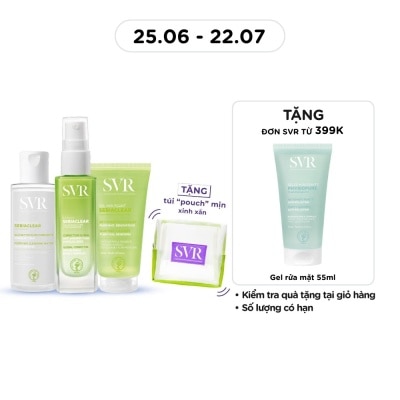SVR - Combo SVR Sebiaclear (Tinh Chất 30ml + Nước Tẩy Trang 75ml + Gel Rửa Mặt 55ml + Túi Lưới)