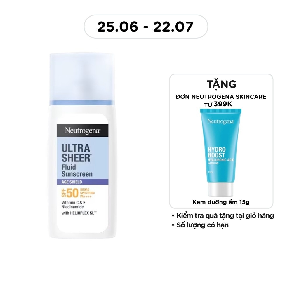 Kem Chống Nắng Neutrogena Ultra Sheer Fluid Sunscreen Age Shield SPF 50 Broad Spectrum PA++++ 40ml