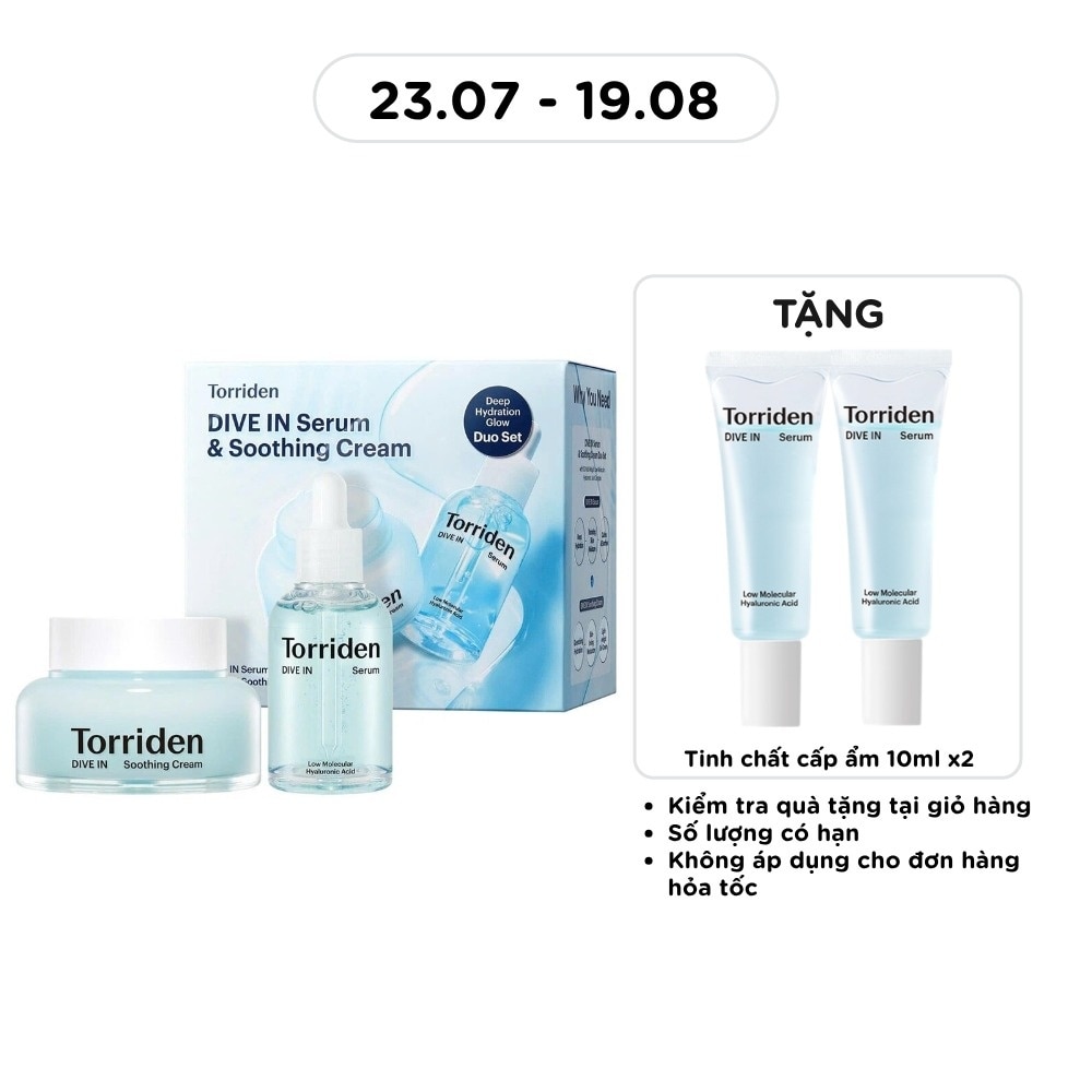 Combo Torriden Dive In (Tinh Chất 50ml + Kem Dưỡng Ẩm Soothing 100ml)