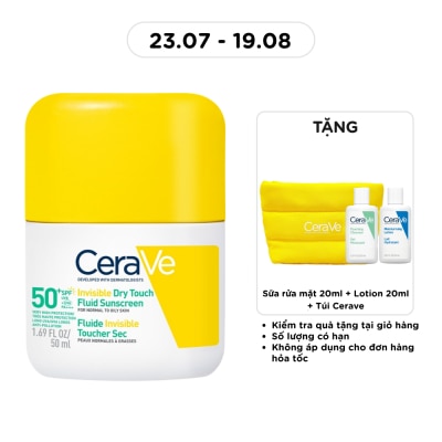 CERAVE - Sữa Chống Nắng Mỏng Nhẹ Khô Thoáng Cerave Invisible Dry Touch Fluid Sunscreen SPF50 PA++++ 50ml image