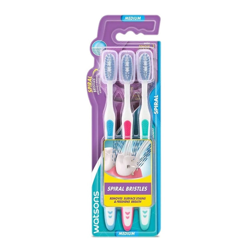 Bàn Chải Đánh Răng Xoắn Ốc Watsons (Trung Bình) 3Cây