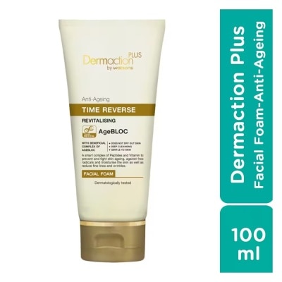 DERMACTION PLUS BY WATSONS Bọt Rửa Mặt Dermaction Plus By Watsons Anti-Ageing Time Reverse Revitalising FacialFoam SạchSâu100ml