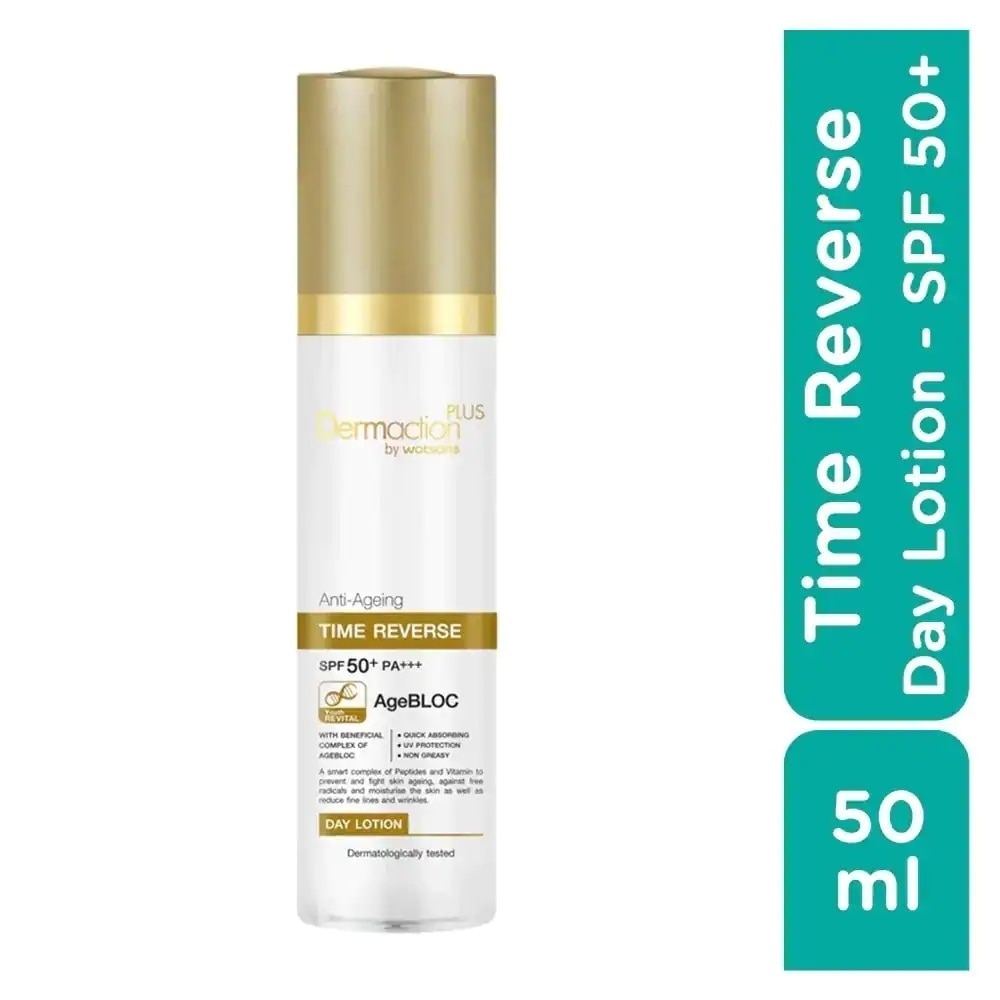 Sữa Dưỡng Dermaction Plus By Watsons Anti-Ageing Time Reverse Spf50+ Pa+++ Day Lotion Ban Ngày 50ml