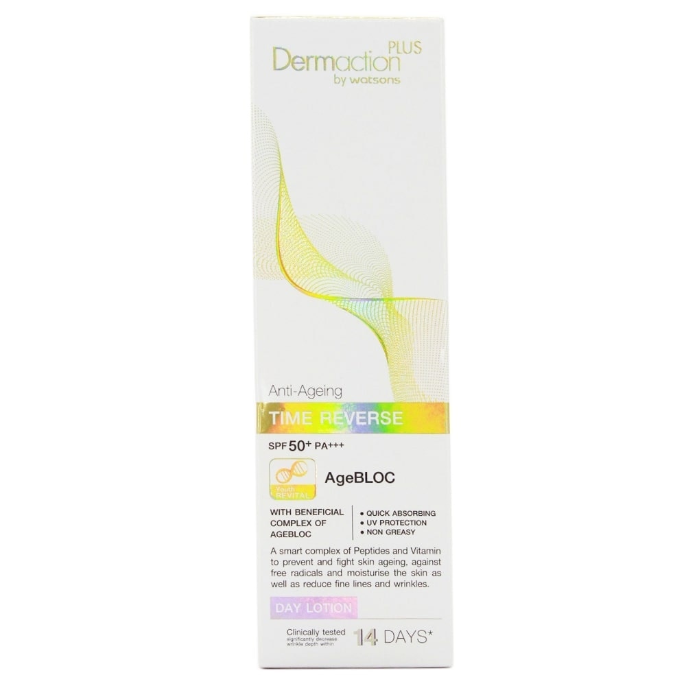Sữa Dưỡng Dermaction Plus By Watsons Anti-Ageing Time Reverse Spf50+ Pa+++ Day Lotion Ban Ngày 50ml
