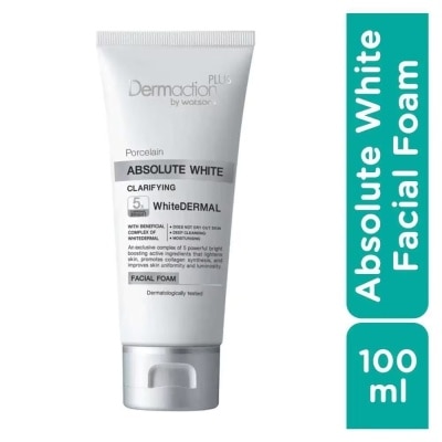 DERMACTION PLUS BY WATSONS Sữa Rửa Mặt Dermaction Plus By Watsons Porcelain Absolute White Clarifying Facial Foam 100ml