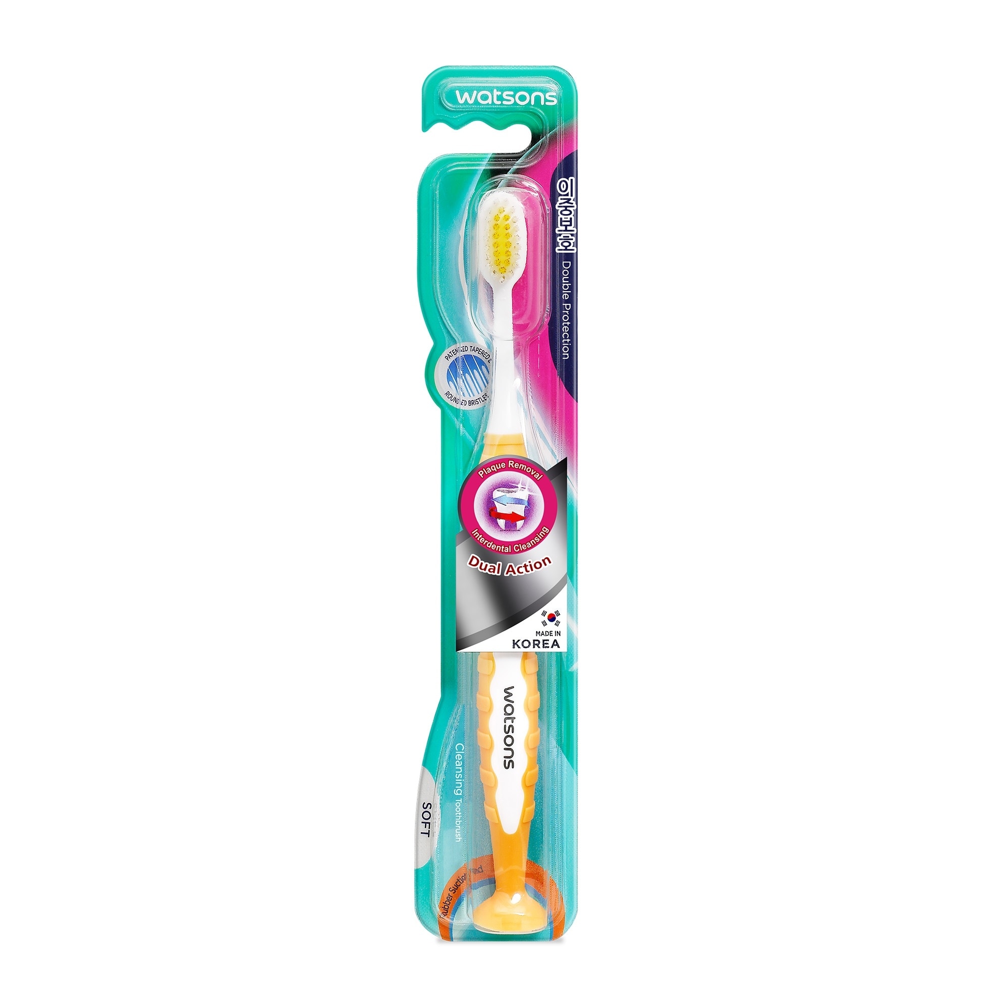 Bàn Chải Đánh Răng Watsons Double Protection Dual Action Toothbrush Lông Tơ Làm Sạch Vượt Trội 1 Cây