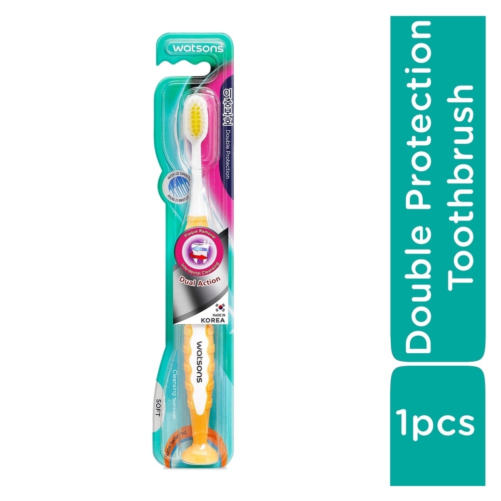 Bàn Chải Đánh Răng Watsons Double Protection Dual Action Toothbrush Lông Tơ Làm Sạch Vượt Trội 1 Cây