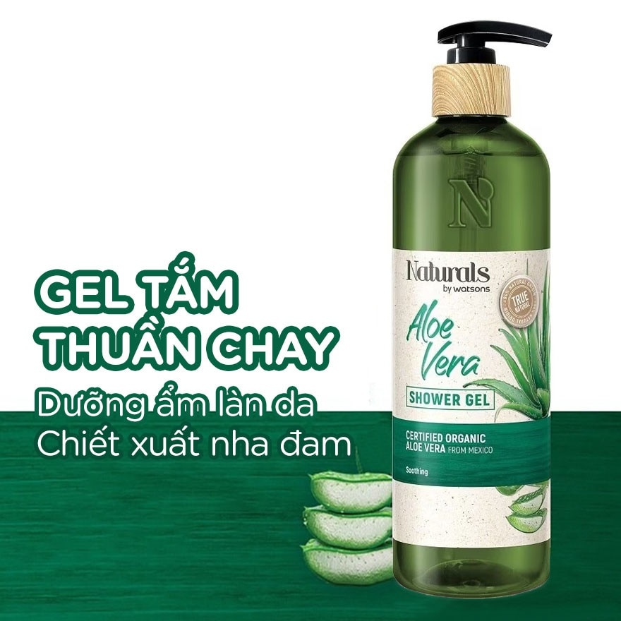 Gel Tắm Naturals By Watsons True Natural Aloe Vera Chiết Xuất Lô Hội 490ml