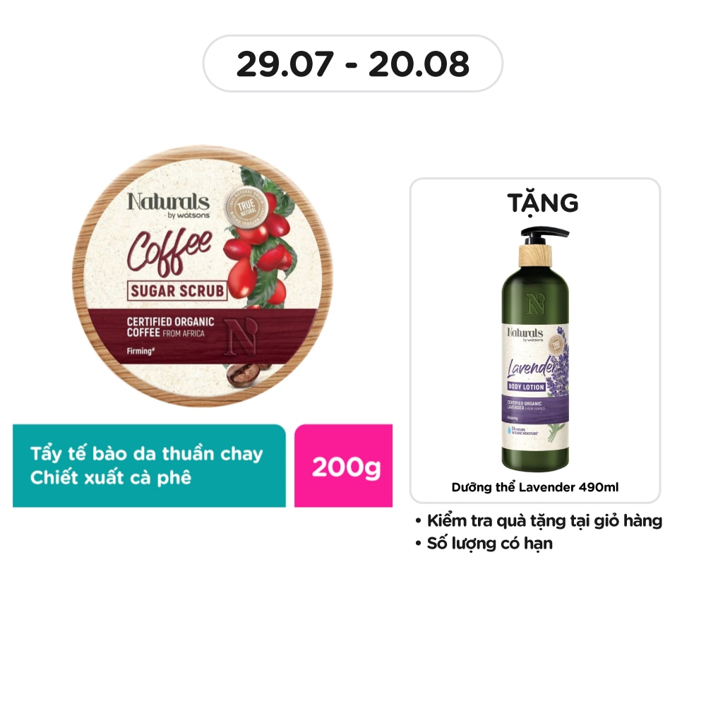 Tẩy Tế Bào Da Naturals By Watsons True Natural Chiết Xuất Coffee 200g
