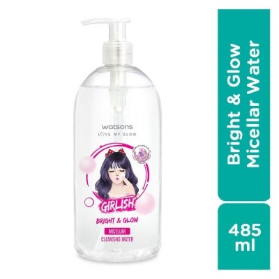 WATSONS Nước Tẩy Trang Watsons Girlish Bright & Glow Micellar Cleansing Water Làm Sáng Da & Mềm Mại 485ml